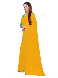 Aardiva Women Pure Chiffon Saree With Unstitch Blouse Piece (Yellow)-thumb2