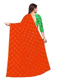 Aardiva Women Pure Chiffon Saree With Unstitch Blouse Piece (Orange)-thumb3