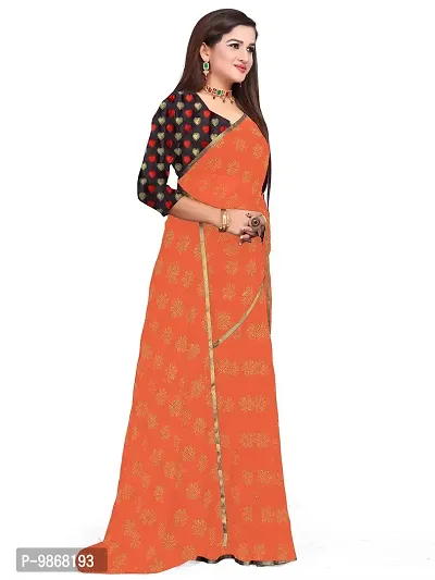 Aardiva Women Chiffon Saree With Unstitched Blouse Piece (Peach)-thumb3