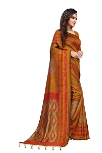 Aardiva Beautiful & Elegant Woven Silk Saree with Unstitched Blouse Piece for women's and Girl's (Yellow)-thumb2