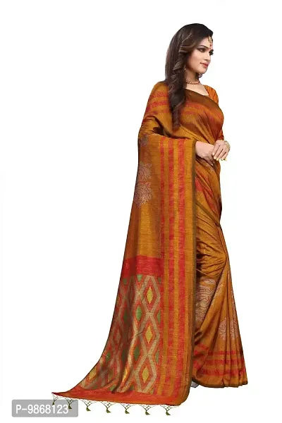 Aardiva Beautiful & Elegant Woven Silk Saree with Unstitched Blouse Piece for women's and Girl's (Yellow)-thumb3