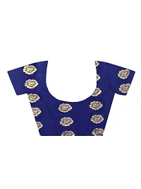 Aardiva Women's Chiffon Saree With Unstitched Blouse Piece (Dark Blue)-thumb4