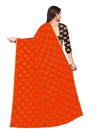 Aardiva Women's Chiffon Saree With Unstitched Blouse Piece (Orange)-thumb3