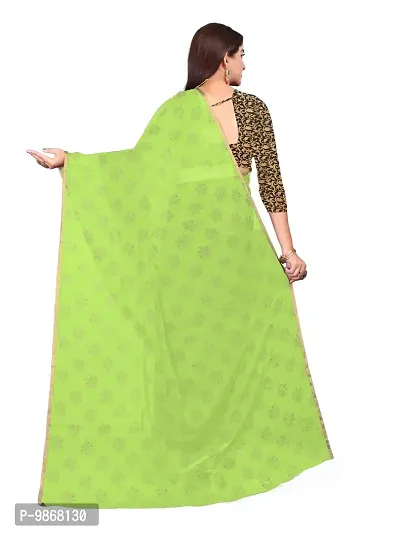 Aardiva Women's Chiffon Saree With Unstitched Blouse Piece (Light Green)-thumb4