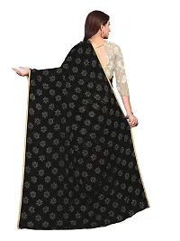 Aardiva Women's Chiffon Saree With Unstitched Blouse Piece (Black)-thumb3