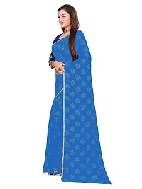 Aardiva Women's Chiffon Saree With Unstitched Blouse Piece (Light Blue)-thumb1