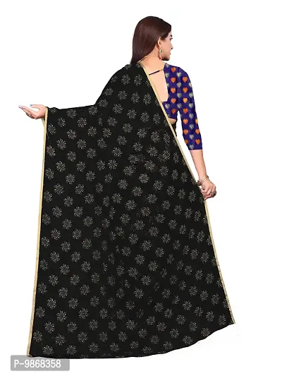 Aardiva Women Pure Chiffon Trendy Saree With Unstitched Blouse Piece (Black)-thumb4