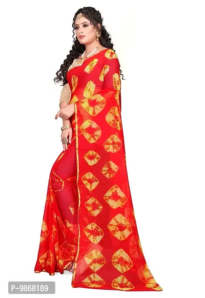 Aardiva Women's Woven Pure Chiffon Saree With Blouse Piece (BAND01NKK_Red)-thumb3