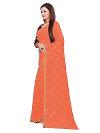 Aardiva Women Chiffon Saree With Unstitched Blouse Piece (Peach)-thumb1