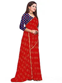 Aardiva Women Pure Chiffon Trendy Saree With Unstitched Blouse Piece (Red)-thumb2