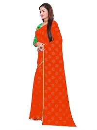 Aardiva Women Pure Chiffon Saree With Unstitch Blouse Piece (Orange)-thumb2