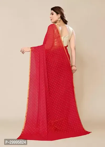 Stylish Chiffon Red Printed Saree with Blouse piece-thumb3