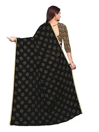 Aardiva Women's Chiffon Saree With Unstitched Blouse Piece (Black)-thumb3