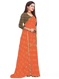 Aardiva Women's Chiffon Saree With Unstitched Blouse Piece (Peach)-thumb2