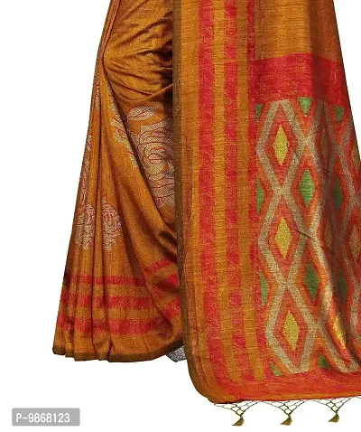 Aardiva Beautiful & Elegant Woven Silk Saree with Unstitched Blouse Piece for women's and Girl's (Yellow)-thumb5