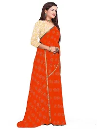 Aardiva Women's Chiffon Saree With Unstitched Blouse Piece (Orange)-thumb1