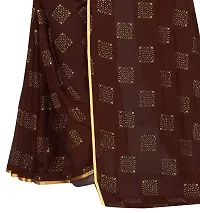 Aardiva Women Foil Print Work Chiffon Saree With Blouse Piece (Brown)-thumb4