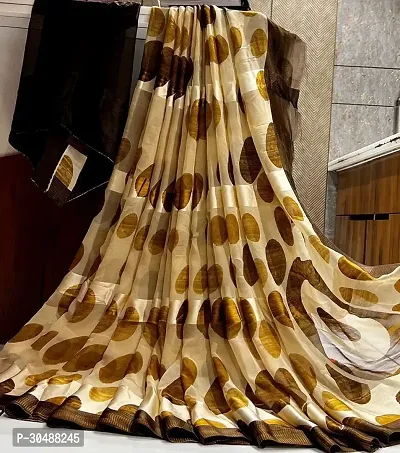 Stylish Georgette Golden Printed Saree with Blouse piece-thumb0