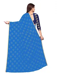 Aardiva Women's Chiffon Saree With Unstitched Blouse Piece (Light Blue)-thumb3