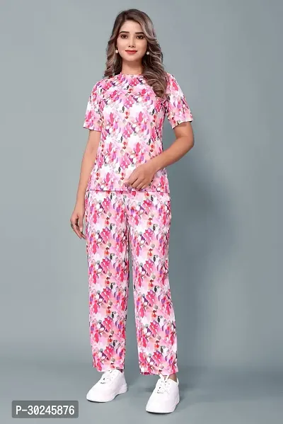 Elegant Multicoloured Cotton Blend Printed Night Suits For Women-thumb0