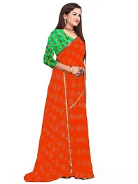 Aardiva Women Pure Chiffon Saree With Unstitch Blouse Piece (Orange)-thumb1