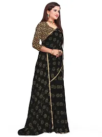 Aardiva Women's Chiffon Saree With Unstitched Blouse Piece (Black)-thumb2