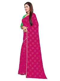 Aardiva Women Pure Chiffon Saree With Unstitch Blouse Piece (Dark Pink)-thumb1