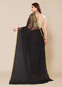 Stylish Chiffon Black Printed Saree with Blouse piece-thumb2