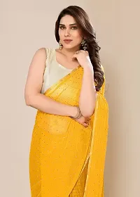 Stylish Chiffon Yellow Printed Saree with Blouse piece-thumb1