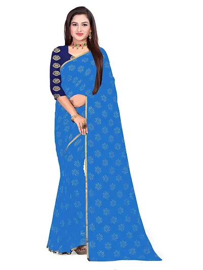 Aardiva Women's Chiffon Saree With Unstitched Blouse Piece