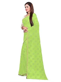 Aardiva Women's Chiffon Saree With Unstitched Blouse Piece (Light Green)-thumb2