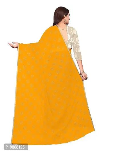 Aardiva Women's Chiffon Saree With Unstitched Blouse Piece (Yellow)-thumb4