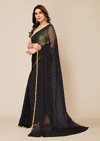 Stylish Chiffon Black Printed Saree with Blouse piece-thumb1