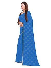 Aardiva Women Chiffon Saree With Unstitched Blouse Piece (Light Blue)-thumb1