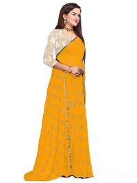 Aardiva Women's Chiffon Saree With Unstitched Blouse Piece (Yellow)-thumb1