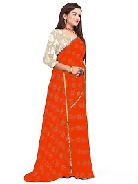 Aardiva Women's Chiffon Saree With Unstitched Blouse Piece (Orange)-thumb2