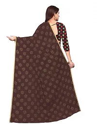 Aardiva Women Chiffon Saree With Unstitched Blouse Piece (Brown)-thumb3