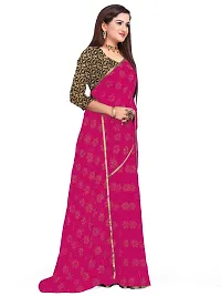 Aardiva Women's Chiffon Saree With Unstitched Blouse Piece (Dark Pink)-thumb2