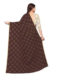 Aardiva Women's Chiffon Saree With Unstitched Blouse Piece (Brown)-thumb3