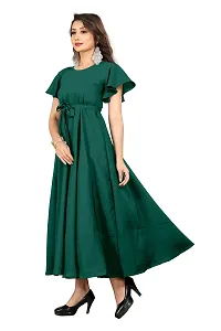 Aardiva Women's Crepe A-Line Maxi Dress Dark Green-thumb1