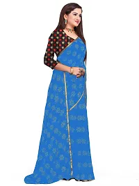 Aardiva Women Chiffon Saree With Unstitched Blouse Piece (Light Blue)-thumb2