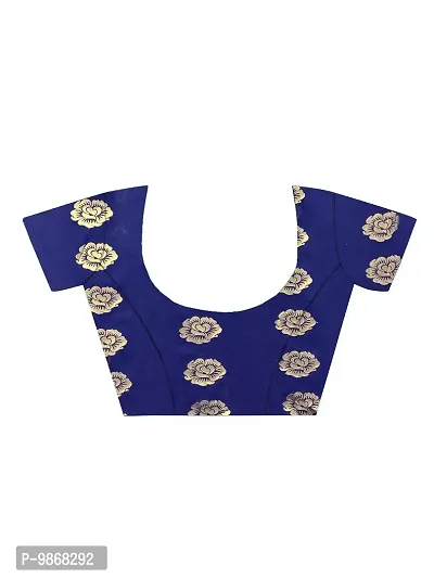 Aardiva Women's Chiffon Saree With Unstitched Blouse Piece (Light Blue)-thumb5