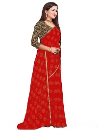 Aardiva Women's Chiffon Saree With Unstitched Blouse Piece (Red)-thumb2