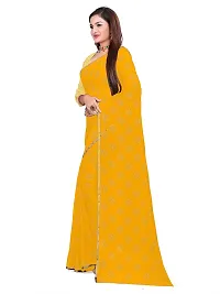 Aardiva Women's Chiffon Saree With Unstitched Blouse Piece (Yellow)-thumb1