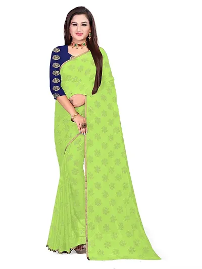 Aardiva Women's Chiffon Saree With Unstitched Blouse Piece