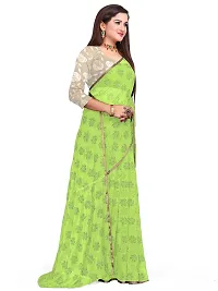 Aardiva Women's Chiffon Saree With Unstitched Blouse Piece (Light Green)-thumb1