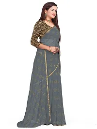 Aardiva Women's Chiffon Saree With Unstitched Blouse Piece (Grey)-thumb2