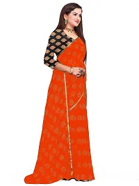 Aardiva Women's Chiffon Saree With Unstitched Blouse Piece (Orange)-thumb2