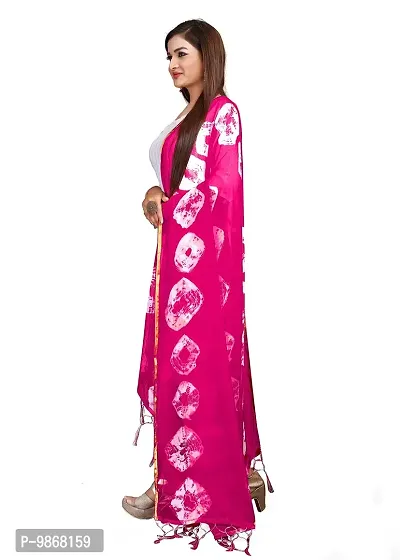 Aardiva Women Bandhani Print Work Chiffon Dupatta (Pink)-thumb2