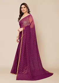 Stylish Chiffon Purple Printed Saree with Blouse piece-thumb1